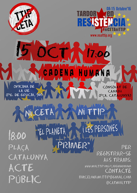 cadena humana Barcelona contra TTIP