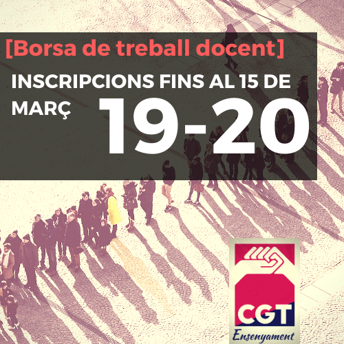Inscripció a la Borsa de treball docent - CGT Ensenyament