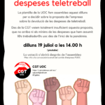 Assemblea i votació despeses teletreball CGT UOC
