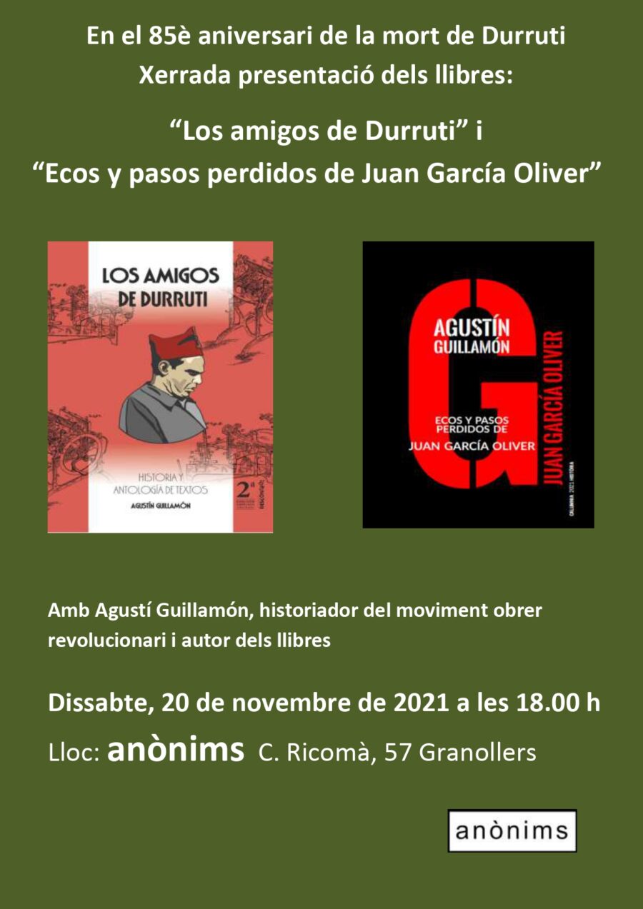 Presentació llibres Agustín Guillamón - Anònims Granollers 20 nov 2021