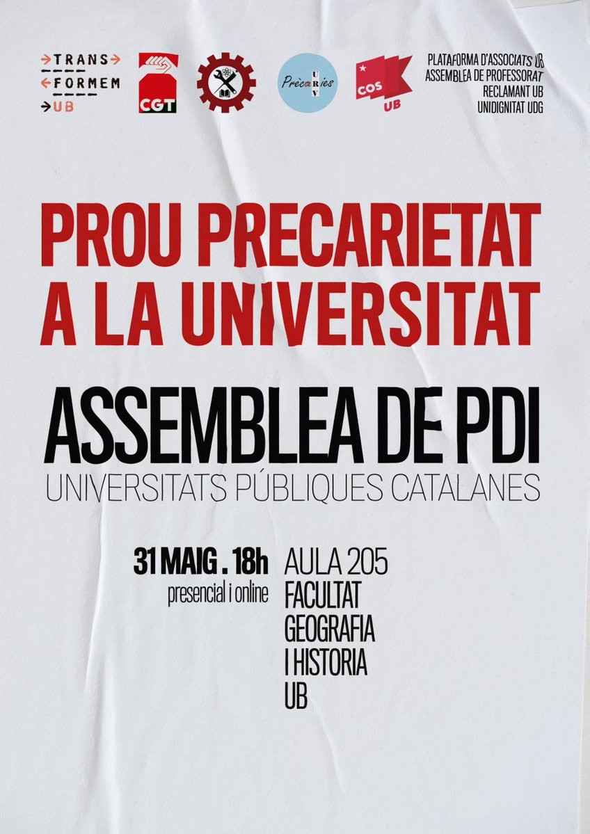 Prou precarietat a la Universitat 31 maig 2022