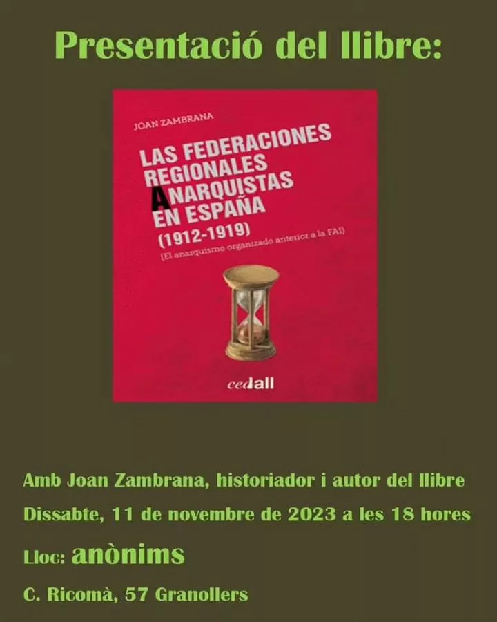 Federaciones Regionales Anarquistas Granollers 11nov2023