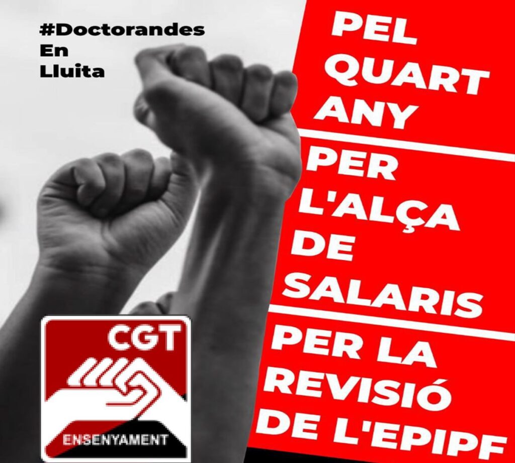 CGT Universitats es solidaritza amb el col·lectiu Doctorandes en Lluita